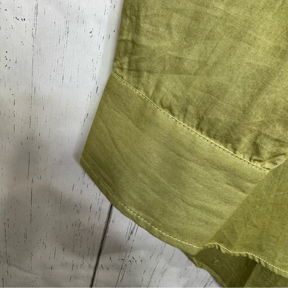 Maeve by Anthropologie Green Button Up Shirt High Low Pocket M Minimalist Casual - Picture 7 of 12